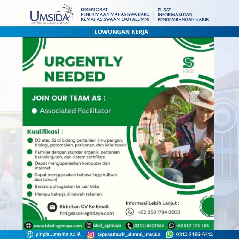 Lowongan kerja S1 Pertanian 2026 bidang kerja yang tersedia